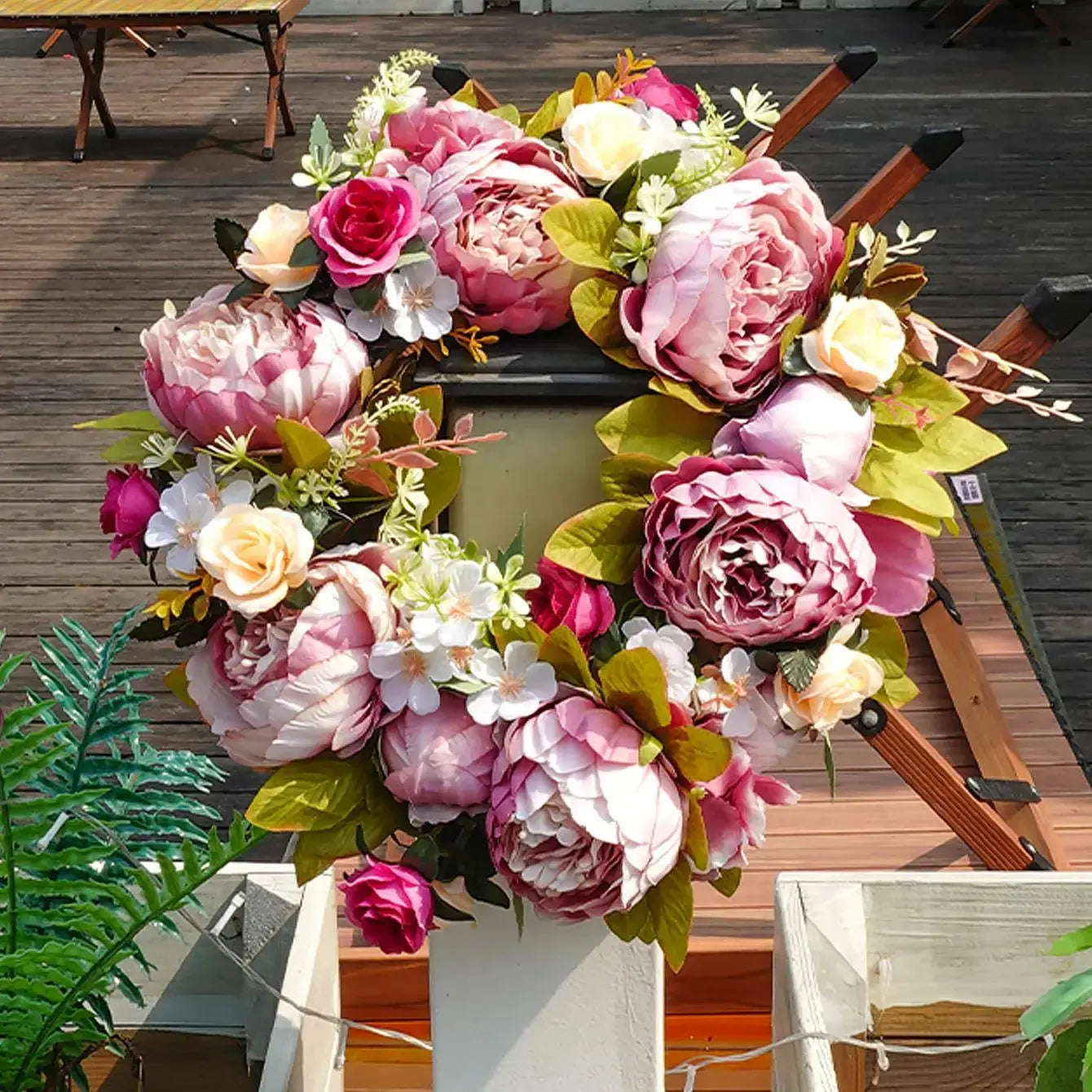 Maliben | Artificial Wreath - AutumnBloom - Outdoor & Peonies - Cozy Autumn Decoration