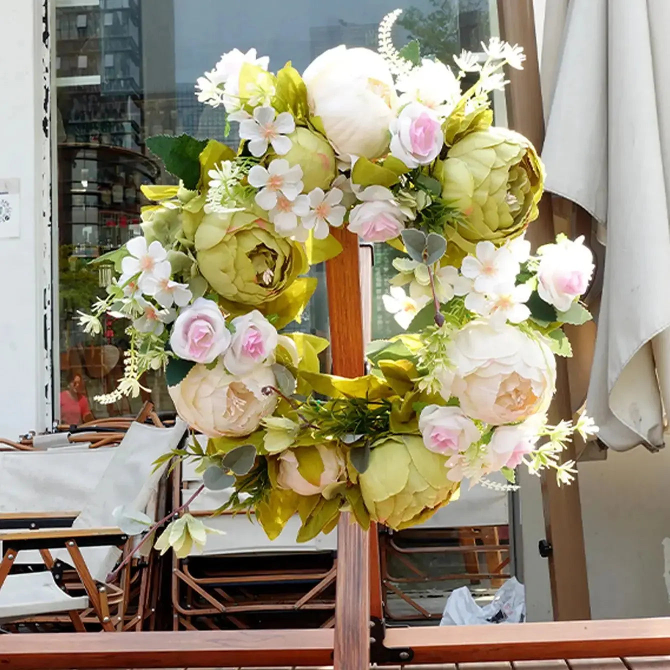 Maliben | AutumnGlow Autumn Wreath - Artificial Wreath with Realistic Peonies for Outdoors