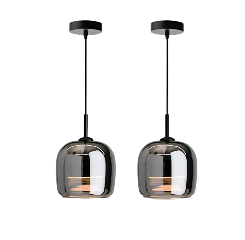 Maliben | Nordic Black Glass Pendant Light Fixture - Modern Hanging Lamp For Kitchen Island & Dining Room