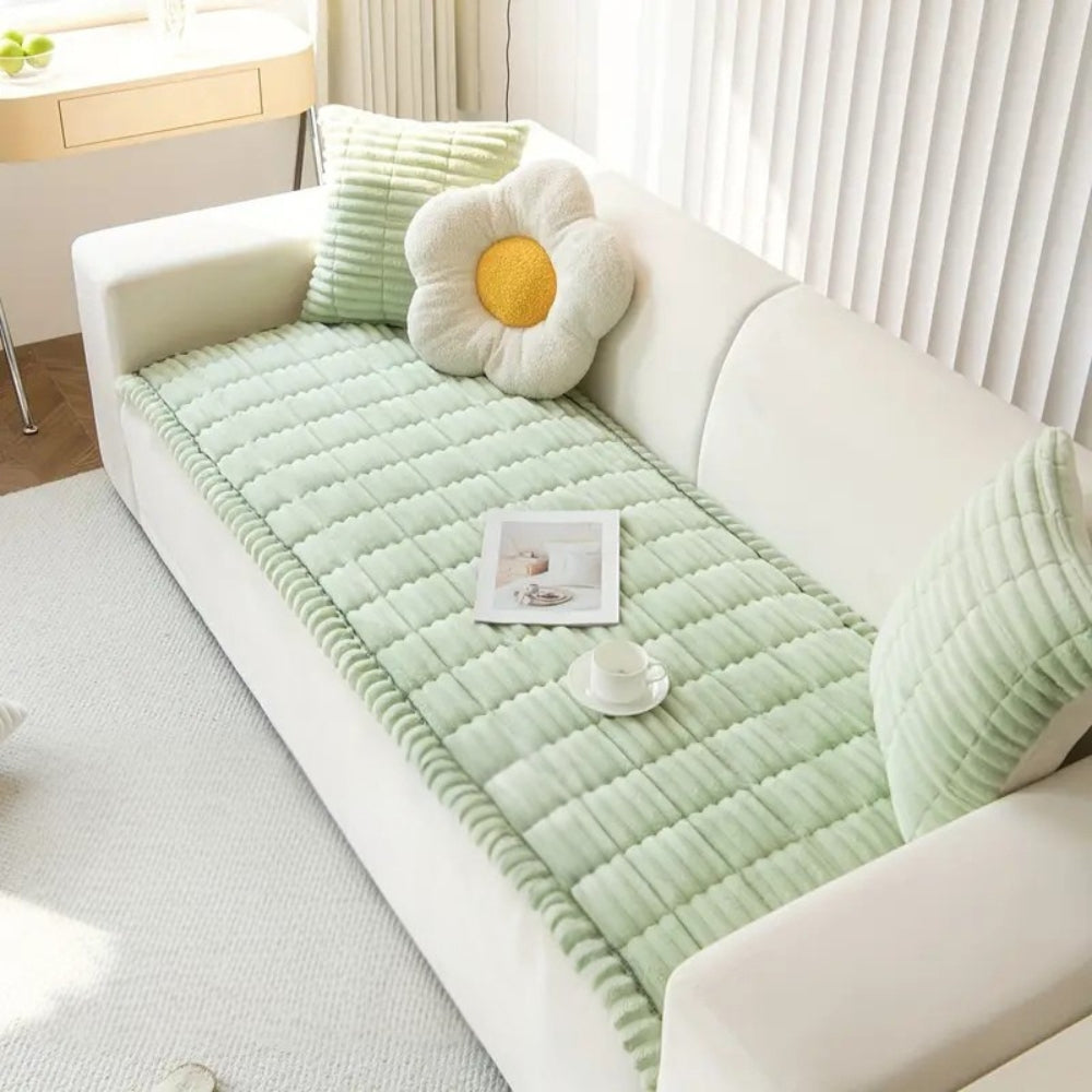 Maliben | Plush Pleated Edges Sofa Cover