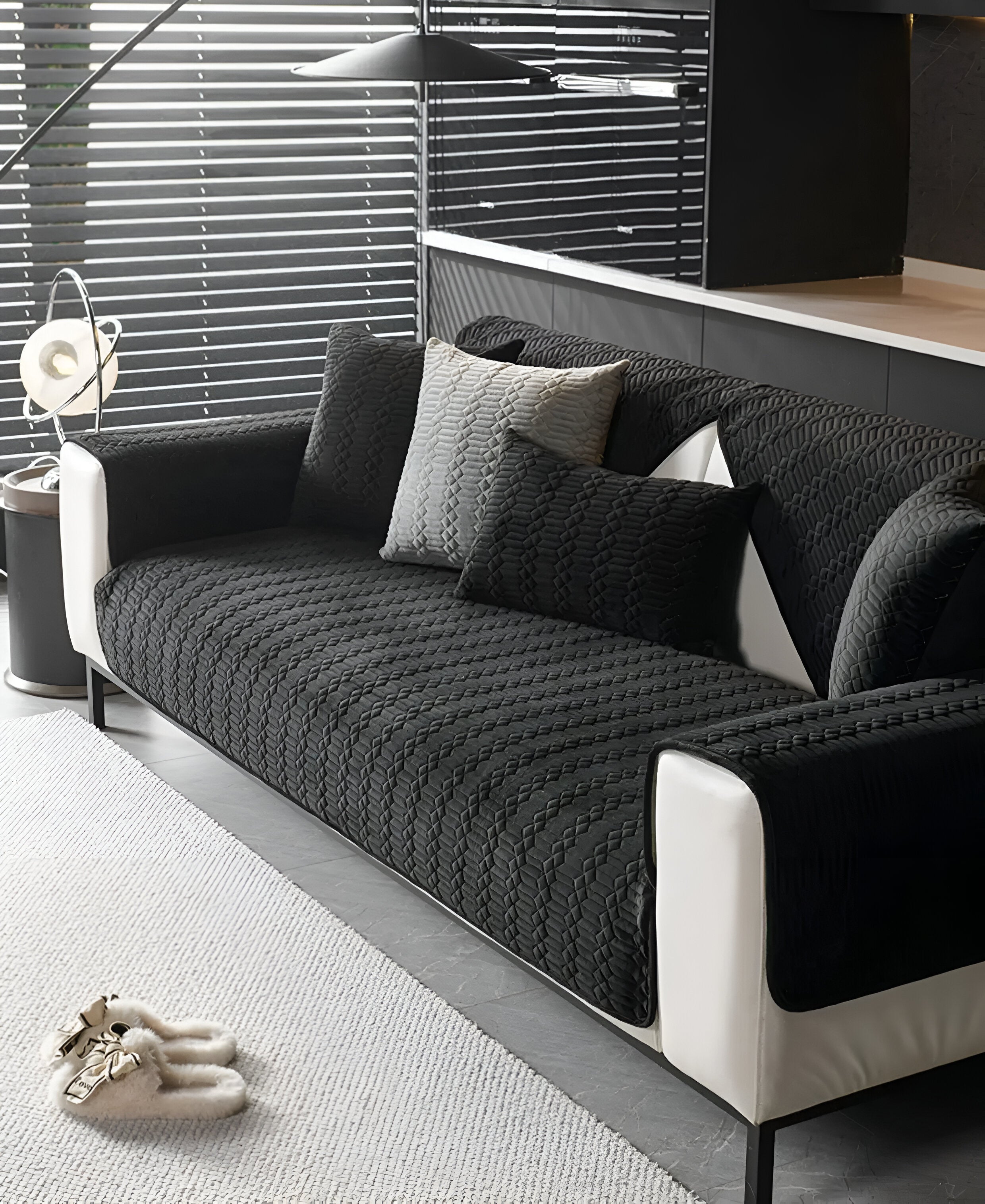 Maliben | Premium Plush Velvet Sofa Cover – Luxurious Geometric Pattern with Non-Slip Back