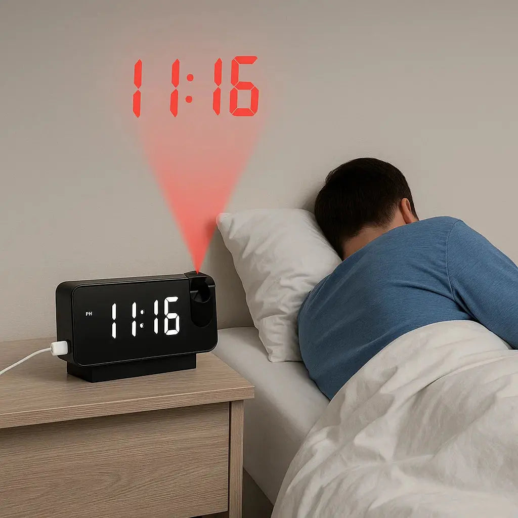 Maliben | Projection Alarm Clock With Mirror Display And Large Led Screen