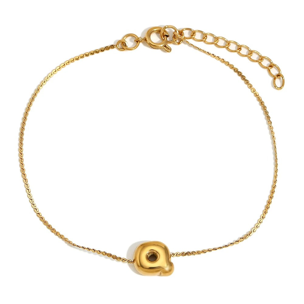 Maliben | Dainty Bubble Letter Initial Bracelet
