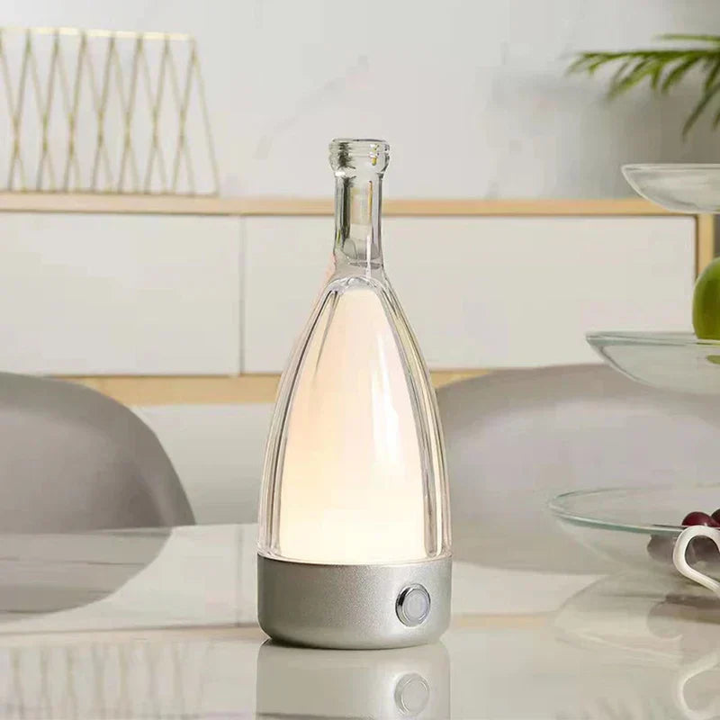 Maliben | Stylish Wine Bottle Table Lamp - Rechargeable With Dimmable Light