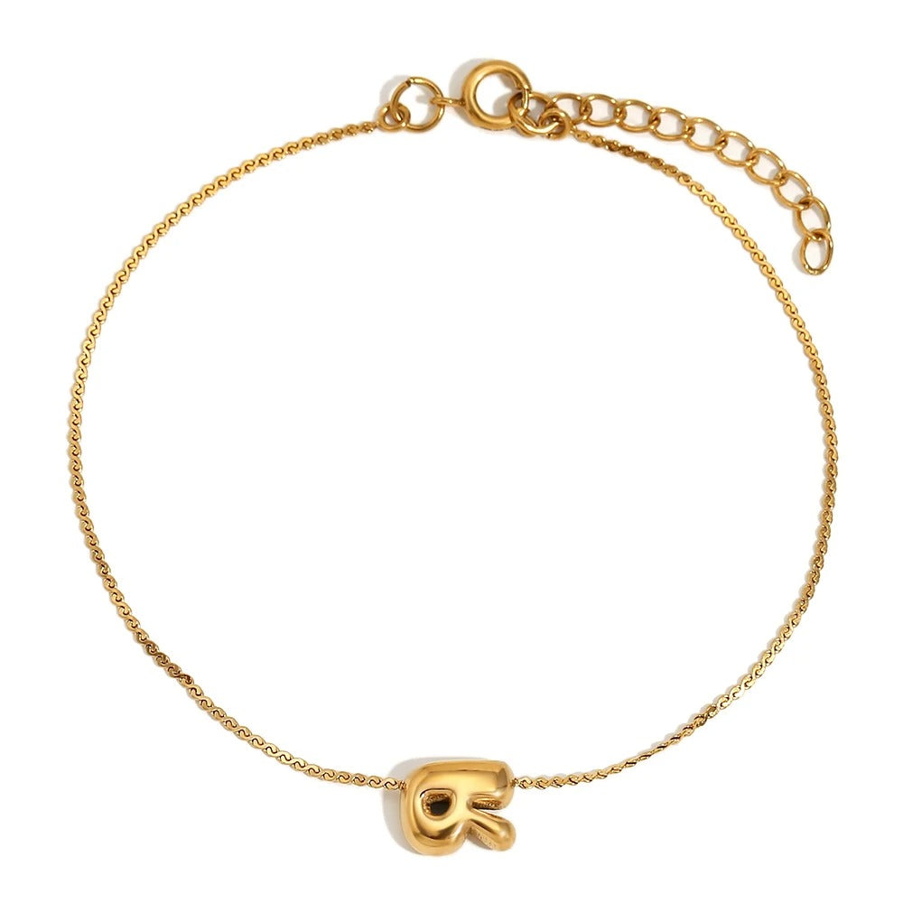 Maliben | Dainty Bubble Letter Initial Bracelet