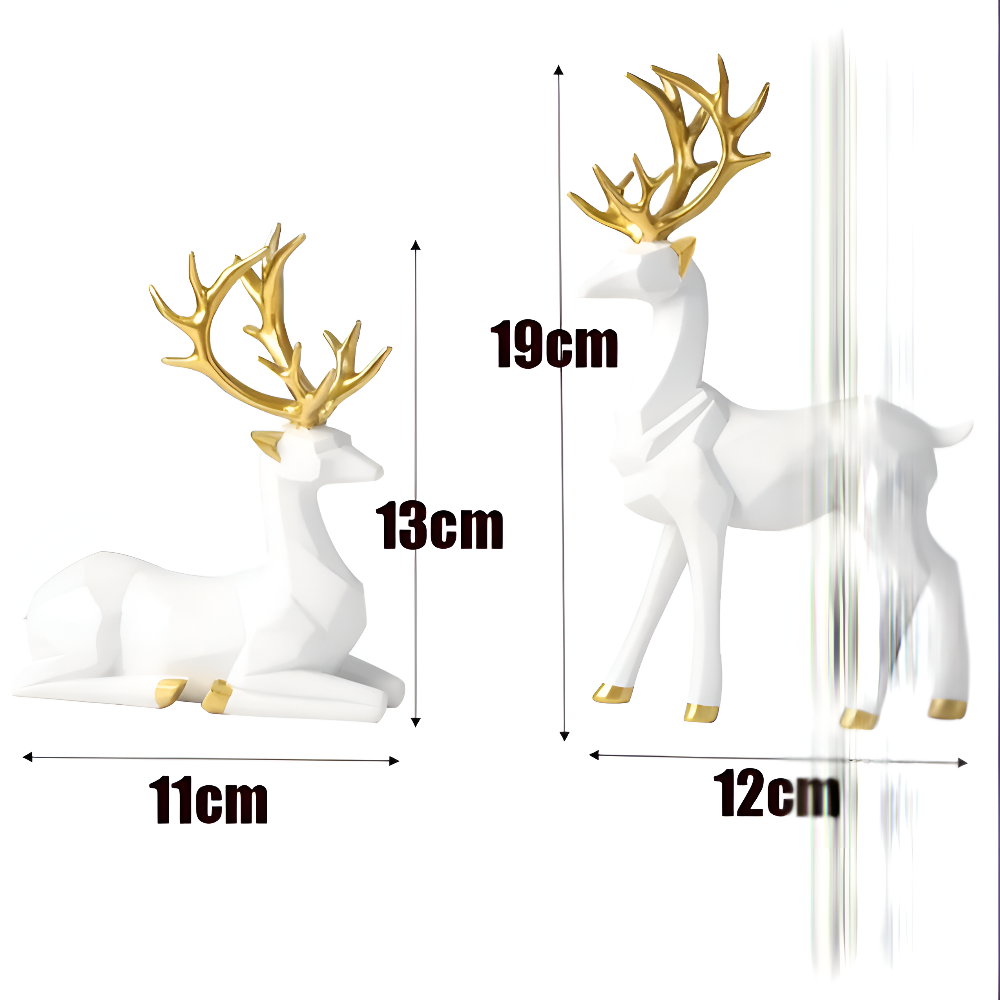 Maliben | Geometric Reindeer Figures Set – Modern 2-Piece Resin Decoration