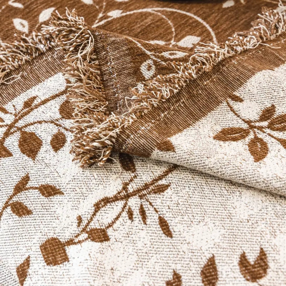Maliben | Rustic Blossom Ivory Floral Sofa Cover