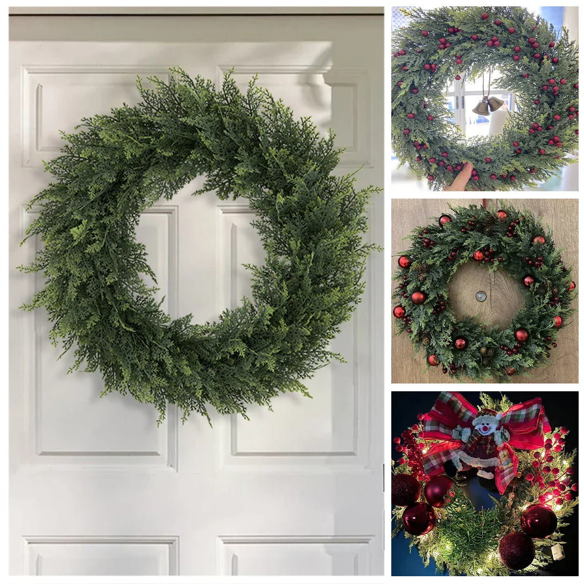 Maliben | Verdania | Artificial Cedar Wreath | Evergreen | 30 Cm Ø | Low Maintenance Decor For Home & Garden