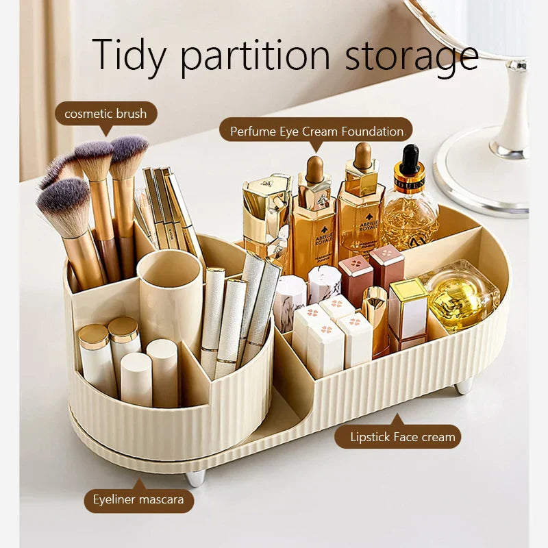 Maliben | Clearlyn Spinbox Rotatable Make-Up Organizer Made Of Plastic | Cosmetic Box With Compartments | 360° Rotating & Space-Saving | Acrylic Look
