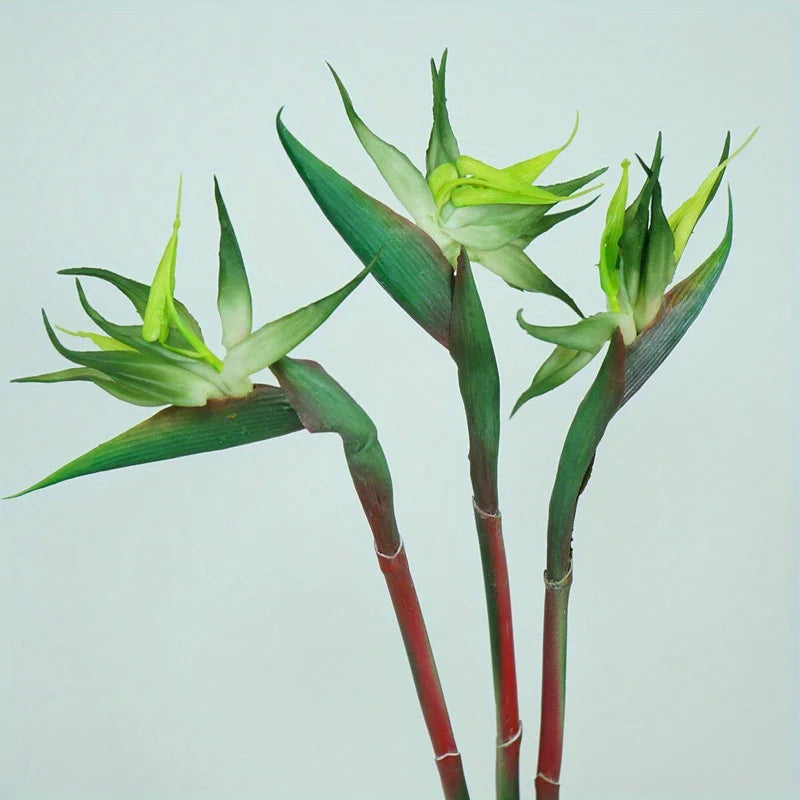 Maliben | Floriva 3 Piece Set Artificial Strelitzias | Bird Of Paradise Flowers | 24.5 Cm Long Stems | Decoration For Home, Office & Events