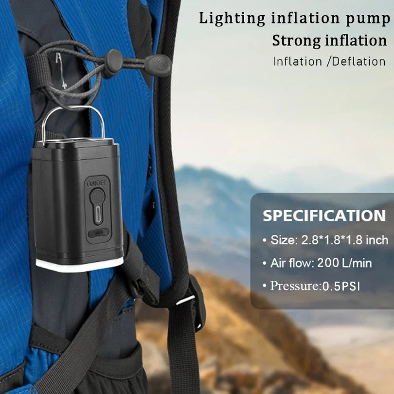 Maliben | Airbreezy Mini Air Pump | Ultra Compact & Usb-C Rechargeable | 5 Nozzles | 200l/Min Power