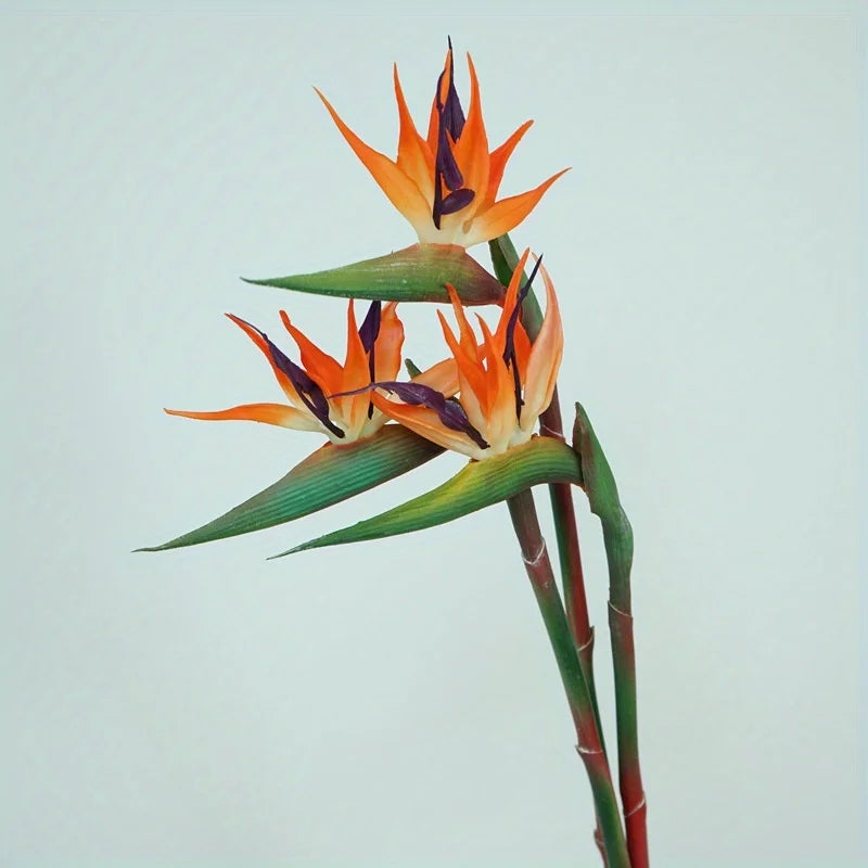Maliben | Floriva 3 Piece Set Artificial Strelitzias | Bird Of Paradise Flowers | 24.5 Cm Long Stems | Decoration For Home, Office & Events