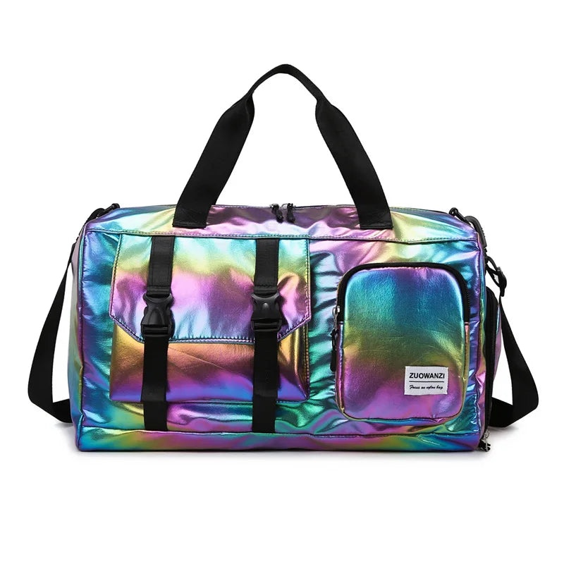 Maliben Lumivista Holographic Weekender Bag — Shoe Compartment