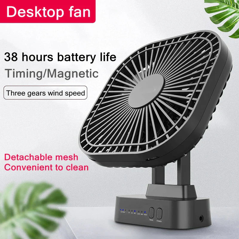 Maliben | Mini Usb Fan Breezio Flex | Rechargeable With 5000 Mah Battery | 3 Levels & Timer | Foldable & Quiet For Office, Camping & Home