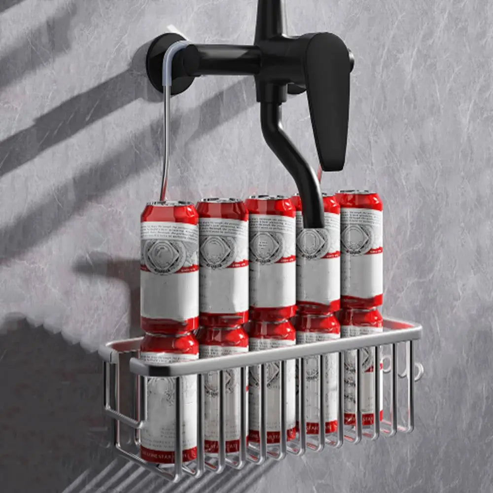 Maliben | Duschglanz Aerorack Hanging Shower Basket Made Of Aluminium | Rustproof Shower Shelf With Hooks | Large Capacity For Shampoo & Bath Accessories