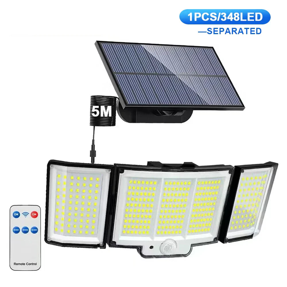 Maliben | Solar Wall Light Lumoguard 318led | Motion Sensor & 3 Lighting Modes | Ip65 Waterproof For Garden, Terrace & Fence
