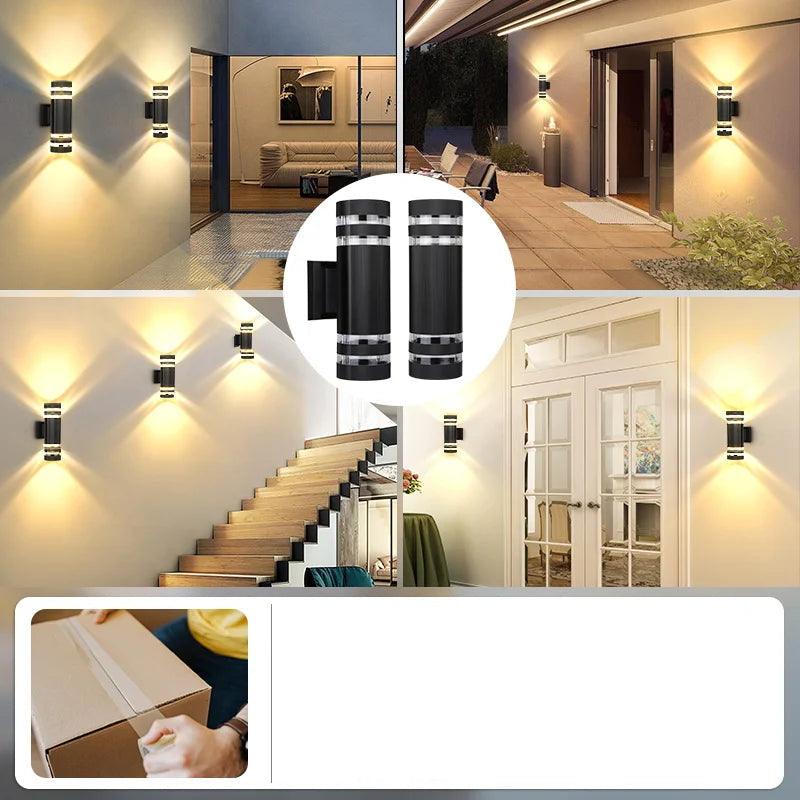 Maliben | Lumibloc Led Outdoor Wall Light | Up & Down Effect | E27 Socket | Ip65 Waterproof | Modern Design For Garden & Balcony