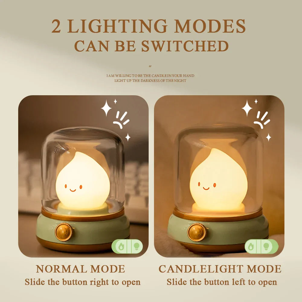 Maliben | Lumiflame Led Night Light | Retro Oil Design | Usb Rechargeable | Warm Mood Light