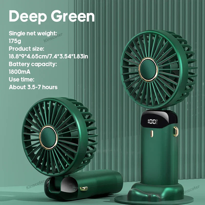 Maliben | Aerioniq 3-In-1 Mini-Fan | Led Display | 5 Levels | Battery With Power Bank Function | Portable & Standable