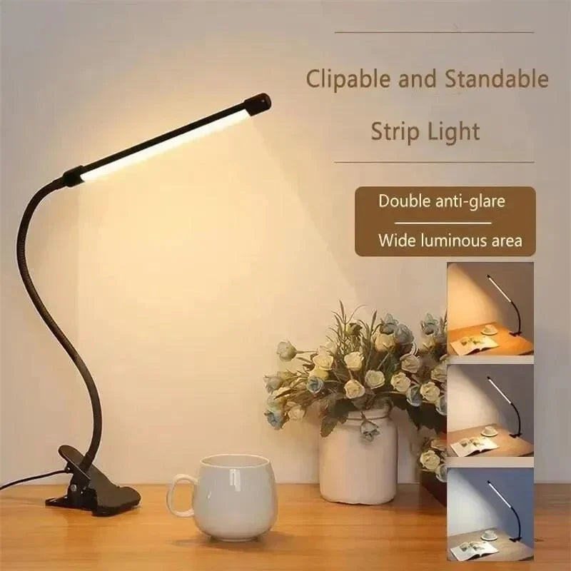 Maliben | Led Clamp Light Lumaflex | 3 Light Colors & 10 Brightness Levels | Usb Operation | Flexible Gooseneck | Eye-Friendly & Dimmable