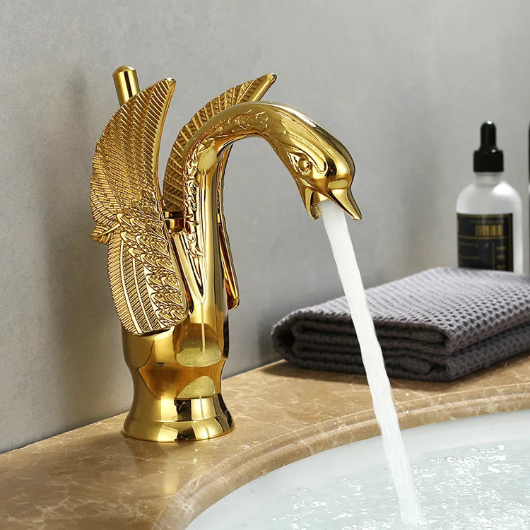 Maliben | Swan Single Handle Golden Basin Faucet