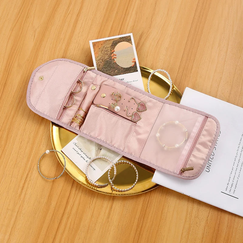 Maliben | Jewelry Bag Velmora Roll | Foldable & Space-SavIng | For Travel & Home | Velvet Look in 3 Colors