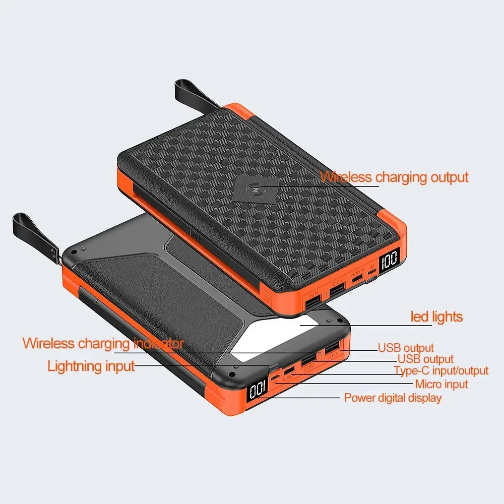 Maliben | Solar Powerbank Voltmate Flip 15w | 10,000/20,000mah | Wireless Qi Charging | Solar Panel Foldable | Waterproof & Shockproof