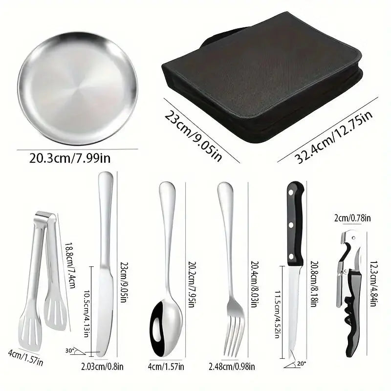 Maliben | Camping Cutlery Set Silviora Gear | 10/20-Piece | Stainless Steel | For Outdoor, Picnic & Travel