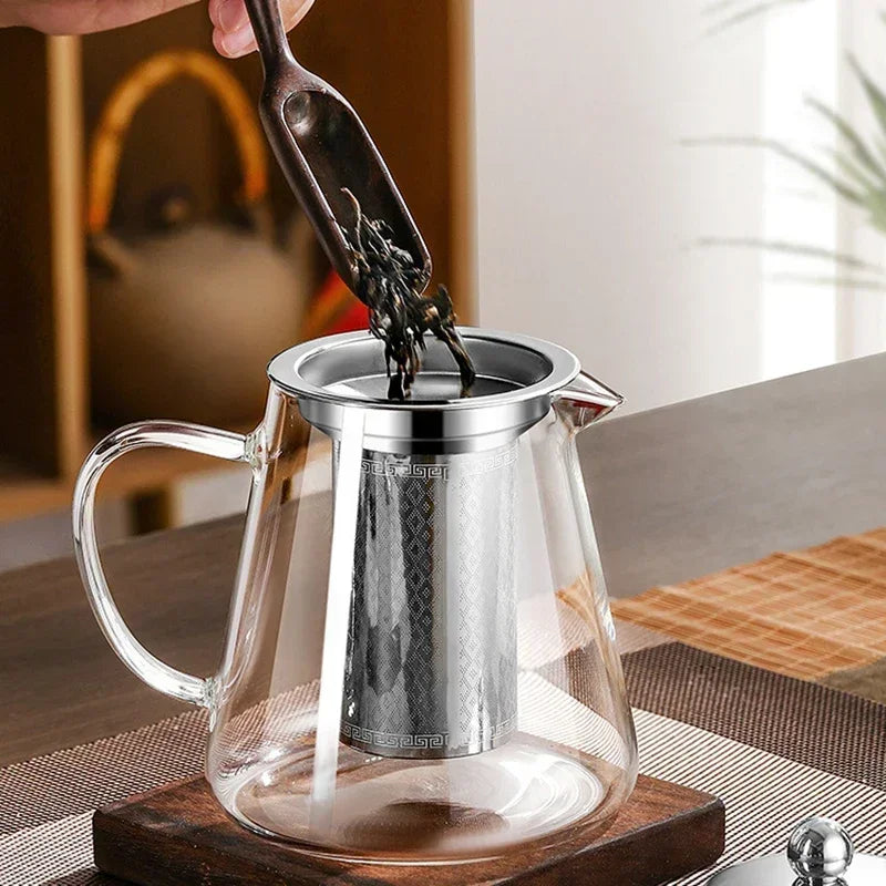 Maliben | 450ml-950ml Heat Resistant Glass Teapot – Stainless Steel Tea Filter, Flower Kettle For Kung Fu Tea, Puer And Oolong Tea