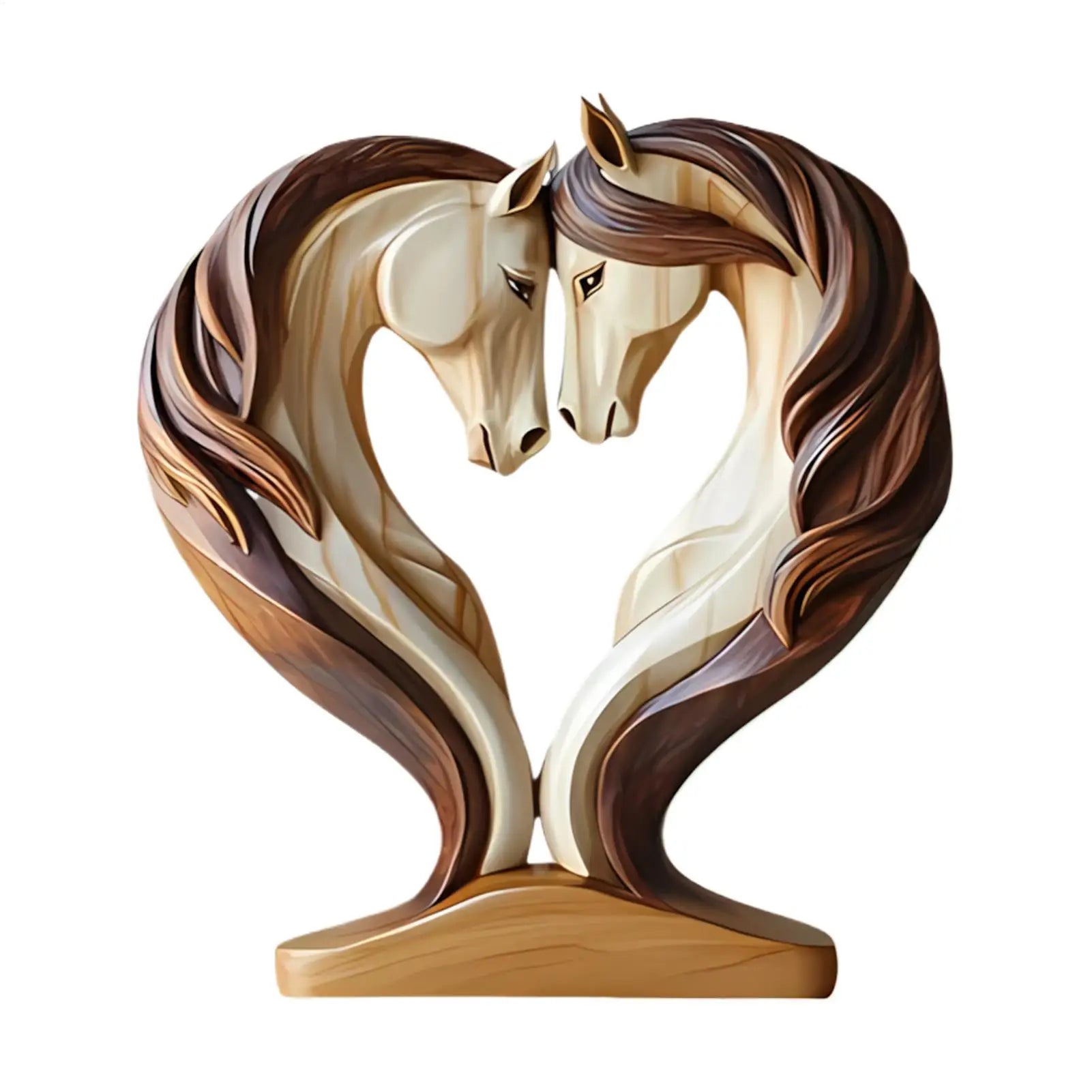 Maliben | Equora Horse Sculpture | Horse Sculpture Wood | 2d Design In Embrace Pose | Decoration For Living Room, Office & Children's Room