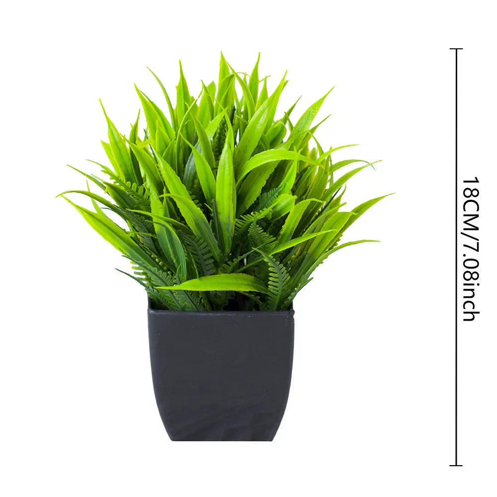 Maliben | Leafora Artificial Eucalyptus Plant In Black Pot | Mini Decorative Plant | For Table, Bathroom & Office
