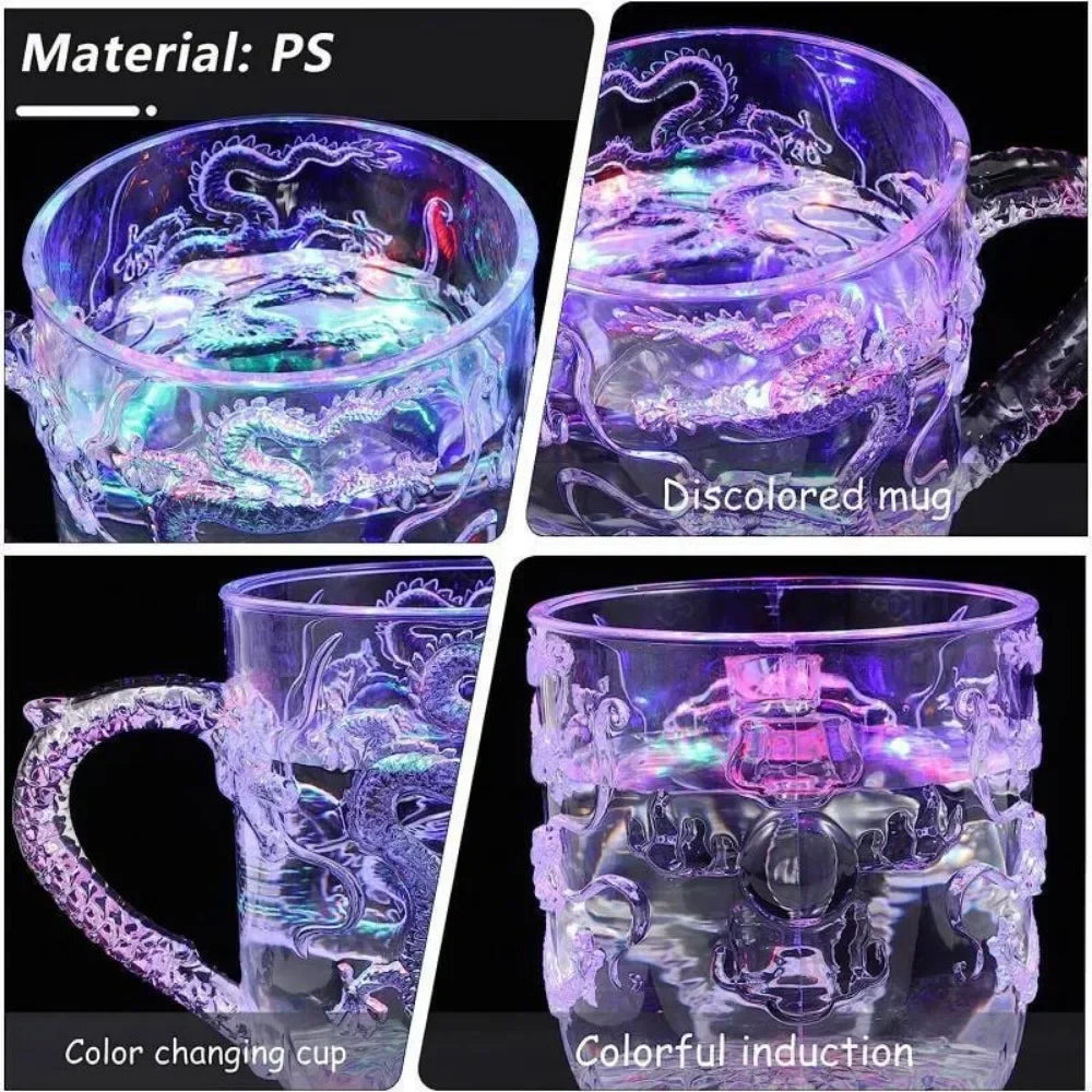 Maliben | 1 piece color changing luminous LED dragon mug water activated lights beer coffee milk tea wine whiskey bar cup travel creative gift