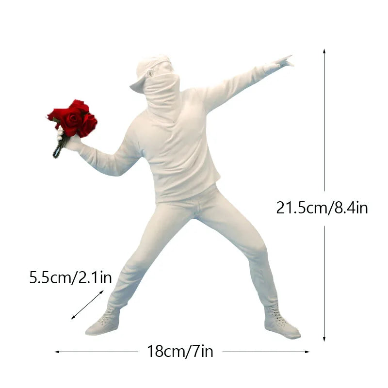 Maliben | Artify Banksy Sculpture Collection | Flower Thrower & Balloon Girl | Pop Art Figures | Modern Office & Home Decoration