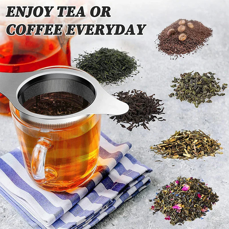 Maliben | Tea Egg Leafluxe Stainless Steel | Extra Fine Mesh Tea Strainer | With Double Handles | For Loose Tea