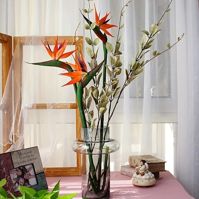 Maliben | Floriva 3 Piece Set Artificial Strelitzias | Bird Of Paradise Flowers | 24.5 Cm Long Stems | Decoration For Home, Office & Events