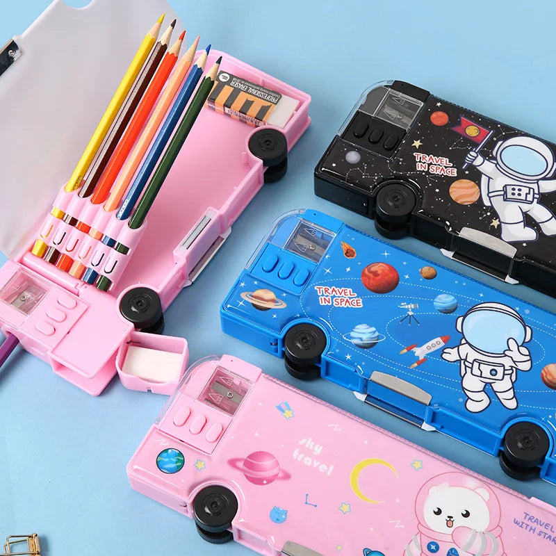 Maliben | Cartoon Bus Multifunctional Kids Stationery Pencil Box