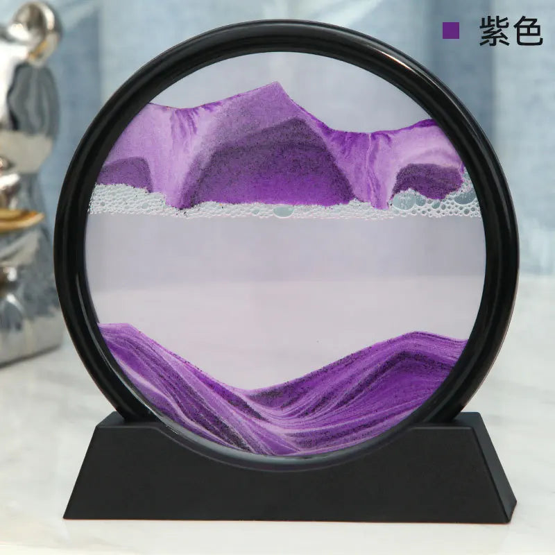 Maliben | 3d Sand Picture Aurelia Flow | MovIng Sand Art in Glass | Relaxation & Decoration | Round Design