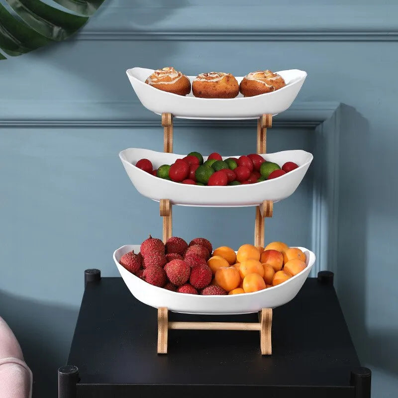 Maliben | FruitTriad | Three-tier fruit bowl made of plastic