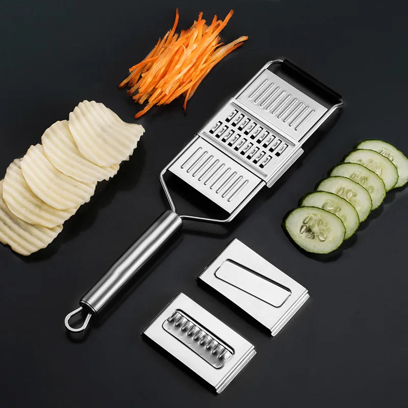 Maliben | Kitchen Cut StaInless Steel Vegetable Grater & Chopper | 3-in-1 Kitchen Grater | Non-Slip & Dishwasher Safe
