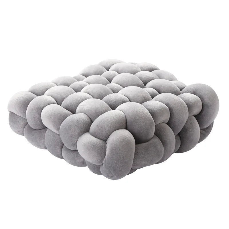Maliben | Living Room Soft Plush Knot Pillow Sofa Pillow Solid Color Square Handwoven Home Throw Pillow Square Woven Seat Cushion Pillow