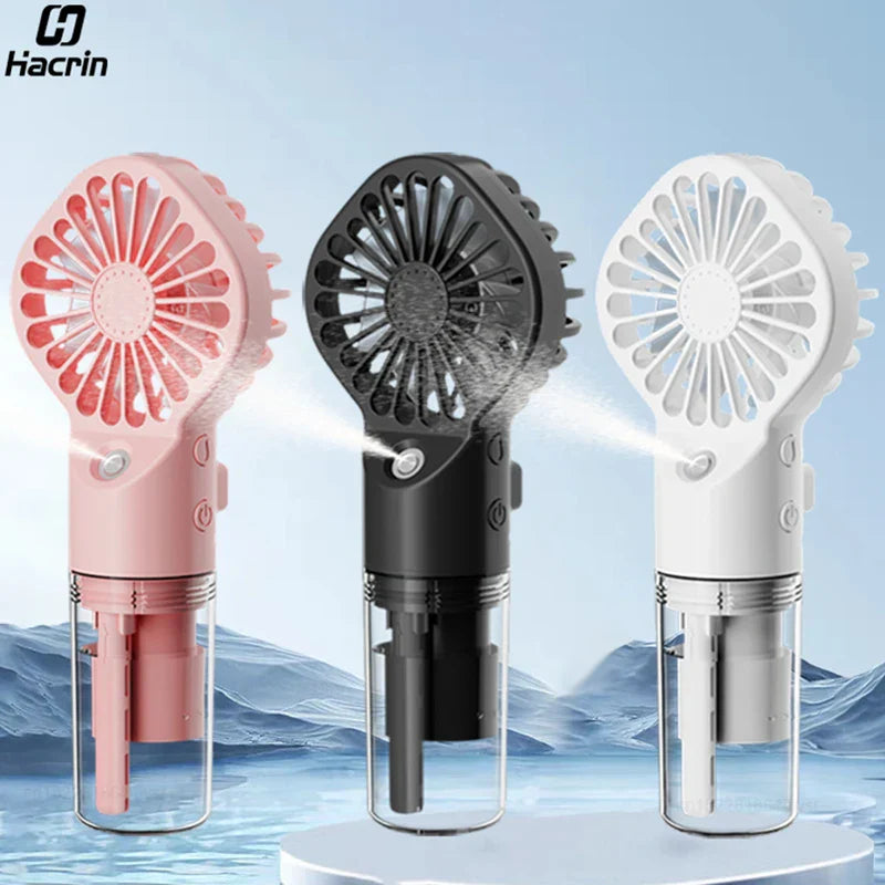 Maliben | Brisella Air Mini Hand Fan With Air Humidifier | 4-Stage Spray Function | Usb Rechargeable | Portable & Quiet