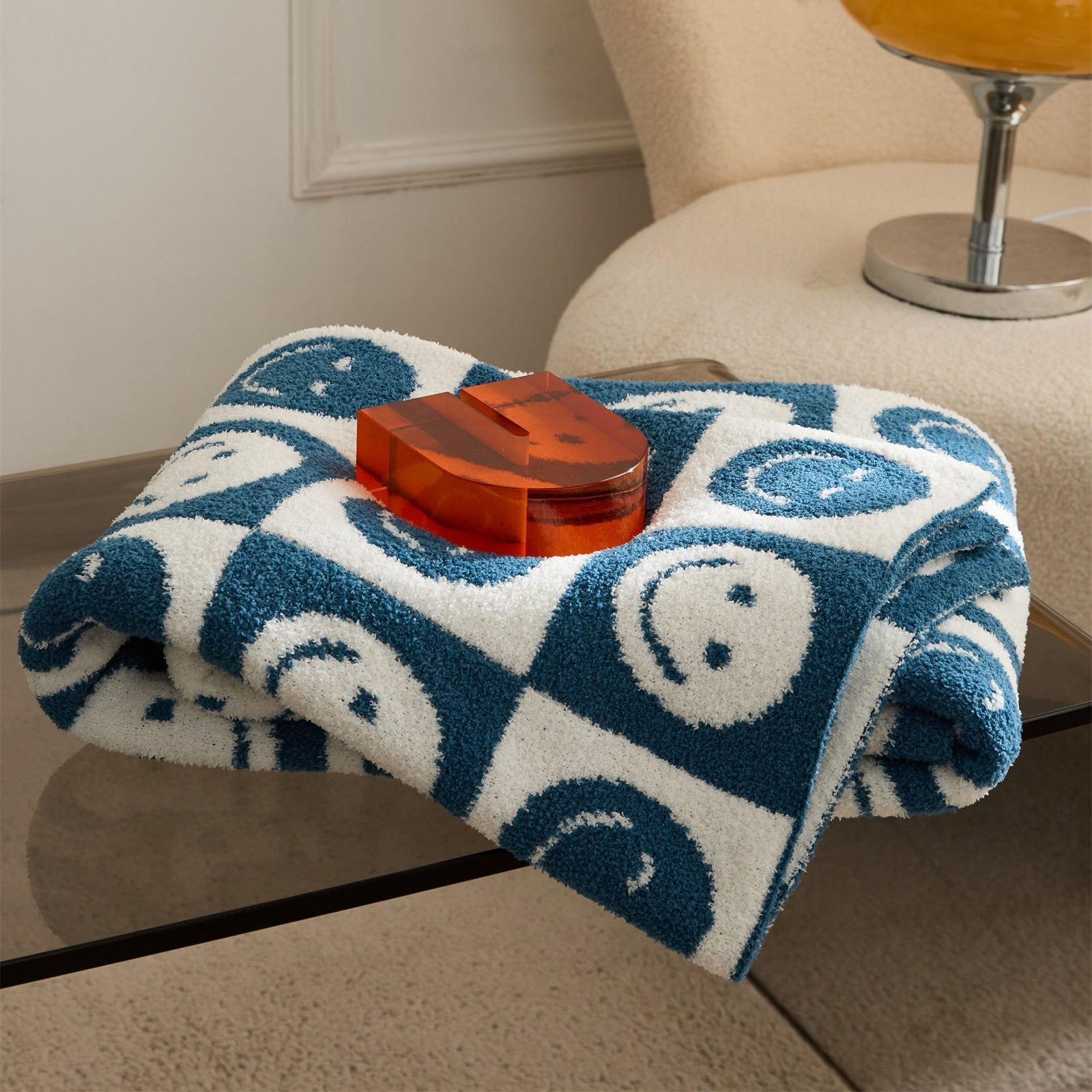 Maliben Smiley Checked Blanket