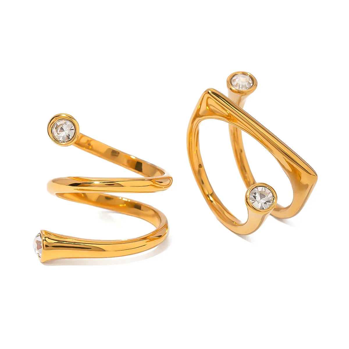 Maliben | Asymmetrical Triple Wrap Diamond Tip Rings