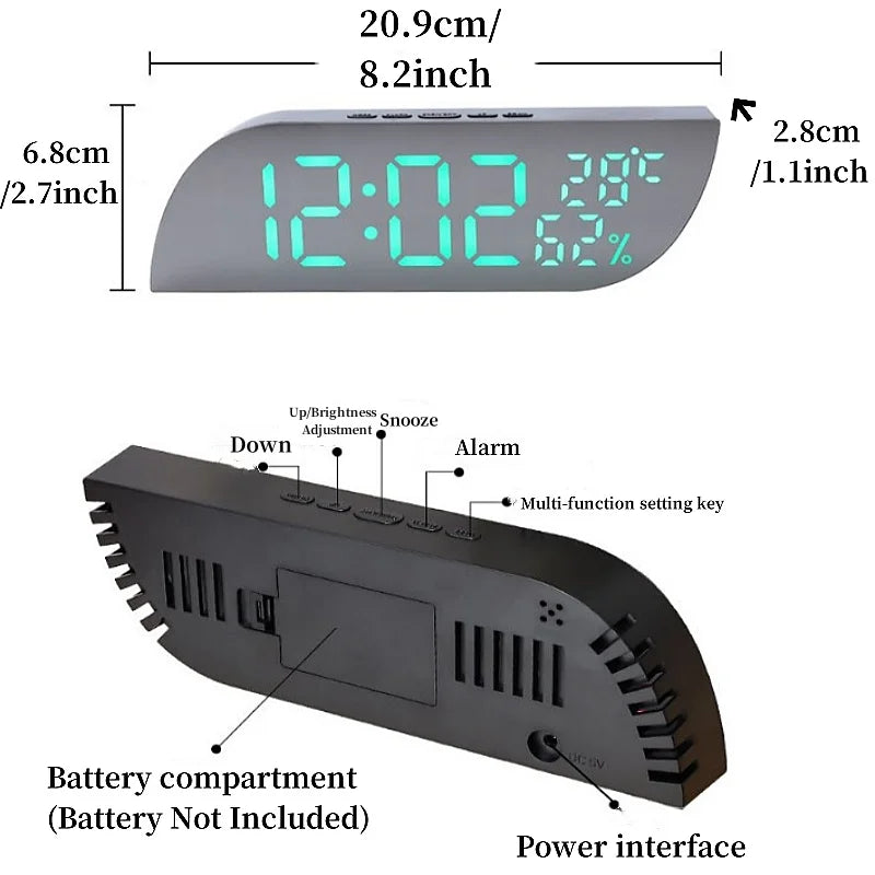 Maliben | LED Digital Alarm Clock with Dual Display & Unlimited Snooze
