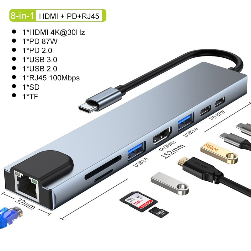 Maliben Thunderbolt 3 USB-C Hub with HDMI, PD, SD/TF for MacBook Air M1 and iPad Pro