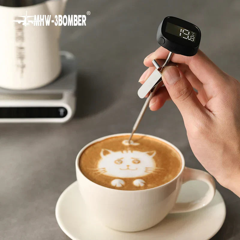 Maliben | MHW-3BOMBER Digital, instant-read coffee thermometer for latte art pen, milk frothing pitcher, stylish barista kitchen accessories for home