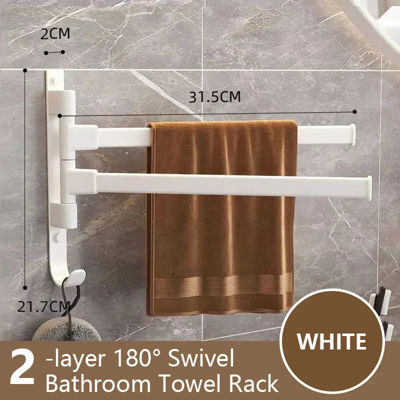 Maliben | Bathroom Towel Holder Rotatable Towel Rack Space Aluminum 1/2/3/4/5-Bar Towel Holder Kitchen Shelf Kitchen Hanging Shelf Wall Mounted