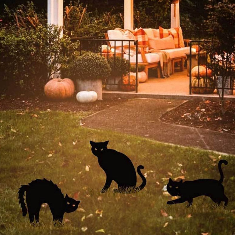 Maliben | 3pcs Black Cat Garden Ornaments