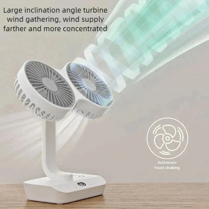 Maliben | Brisano Table Fan Cordless | 8000mah Battery | 90° Adjustable & 4-Speed Wind | Led Display & Usb Charging