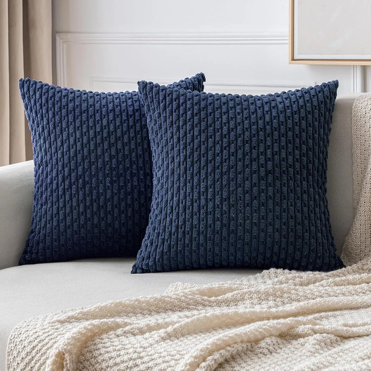 Maliben | Soft Ribbed Velvet Decorative Pillow With Stripes In Boho Style For Sofa And Bed